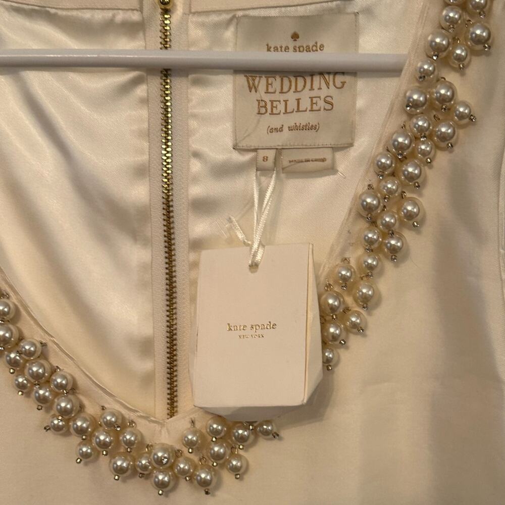 Kate Spade NWT Cream Pearl V-Neck Wedding Belles Dyan Bridal Dress 425.00 SZ 8 - Picture 6 of 8